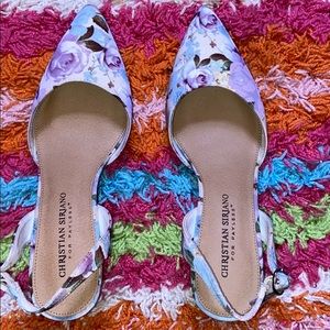 CHRISTIAN SIRIANO FLORAL CAT HEELS